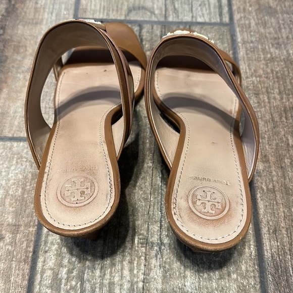 Tory‎ Burch Women’s Tan Leather Slide Wedges SZ 9 - Picture 6 of 12